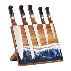 Bloc de couteaux magnétique en résine de 9,8 pouces Petit comptoir de rangement pour couteaux de cuisine avec sac à rouleau Résistance améliorée sans couteaux - Product Image 1