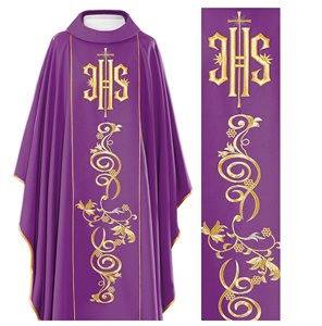 Vestimenta bordada de iglesia de alta calidad casulla barata personalizada Vintage sacerdote hombres vestimentas - Product Image 3