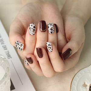 Tiras de uñas de gel 3D de leopardo Borgoña más vendidas #45695 pegatinas de uñas fáciles de aplicar de alta calidad hechas en Corea para decoración de salón - Product Image 6