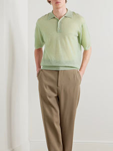 T-shirts Polo Homme OEM en Coton Tricoté Vintage Décontracté – Style Simple et Ample, Manches Courtes Unies, Personnalisables - Product Image 2