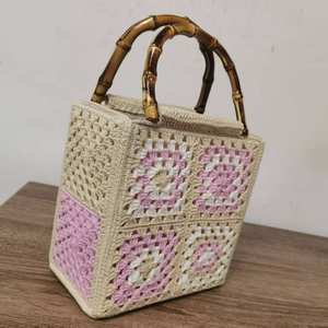 Women's Handmade Bali Multicolor Patchwork Granny Square Crochet Beach Handbag Durable Portable Floral <b>Shoulder</b> Accessory - Product Image 4