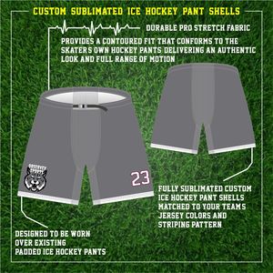Ensemble de maillots de hockey sur glace cousus et coupés en sergé personnalisé coquilles et chaussettes de pantalon de hockey brodées - Product Image 6