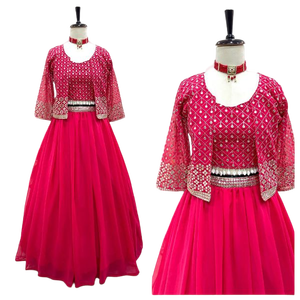Readymade Indian Designer Lehenga With <b>Jacket</b> , Georgette With Sequin Embroidery Work Party Wear Bollywood Outfit <b>for</b> <b>Women</b> - Product Image 1