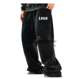 กางเกงวิ่งผู้ชายผ้าฝ้ายหนาทรงโค้งเข้ารูปพร้อมกางเกงสไตล์แบ็กกี้ปักตามสั่งสำหรับสตรีทแวร์ - Product Image 1