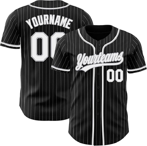 Maillot de baseball à fines rayures avec logo personnalisé en gros Maillots de baseball américains à manches courtes respirants à séchage rapide 100% polyester - Product Image 1