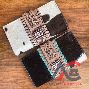 กระเป๋าคลัทช์หนังวัวแท้สำหรับผู้หญิงมาใหม่กระเป๋าสตางค์แบบพับสองทบใช้งานได้หลากหลายช่องใส่บัตร - Product Image 1