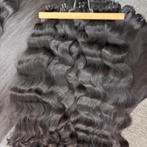 Meilleure qualité 100% vietnamien brut cheveux humains tissage Extension vague naturelle Machine Double trame Double dessiné 100g en gros - Product Image 2
