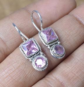 Stone <b>Earrings</b> Natural Pink <b>Rose</b> <b>Quartz</b> Handmade Jewelry October Birthstone 925 Sterling Silver Gemstone <b>Earrings</b> Gift for Her - Product Image 5
