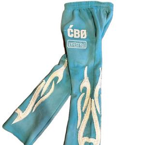 Pantalon de survêtement évasé vintage personnalisé et épais, délavé à l'acide, pour hommes, pantalon droit 100% coton de haute qualité pour impression bouffante logo - Product Image 1