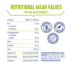 OraSi Bevande Vegetali a Base di Riso Senza Zuccheri Aggiunti per Distributori 1 litro 12 unità - Bevanda Salutare - Product Image 3