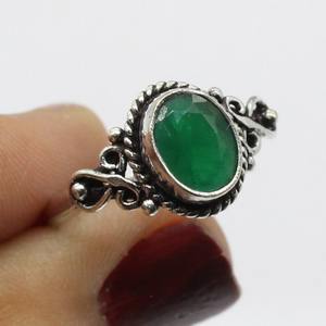 Joyería de Plata de Ley 925 hecha a mano cabujón piedra preciosa 925 estampado Spinner Esmeralda anillo sólido mejor calidad joyería anillo Natural - Product Image 2
