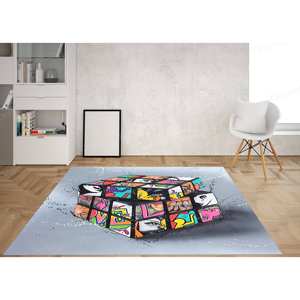 Graffiti <b>Printed</b> Rug: Modern <b>Nursery</b> or Salon Decor Runner,Goblen Rug - Product Image 3