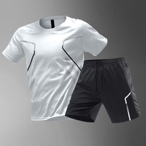 Ensemble de vêtements de sport pour hommes grande taille, t-shirt et short à séchage rapide, ensemble de loisirs pour la course à pied, hauts et bas à manches courtes - Product Image 2