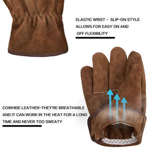 Gants de travail en cuir fendu, gants en cuir fendu, gants de travail en cuir, gants de travail robustes, gants de travail industriels - Product Image 2