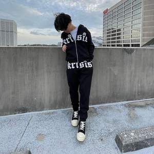 Sweat-shirt et pantalon de haute qualité Streetwear lettres imprimées LOGO personnalisé bloc de couleur cordon de serrage ensemble de sweat à capuche de mode pour hommes - Product Image 4