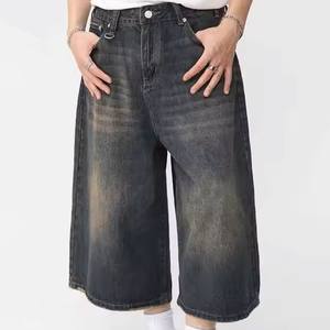 Retournement rapide hommes Denim court dernier style respirant vente chaude anti-rides durable trucs Denim court Unique couleur noire - Product Image 3