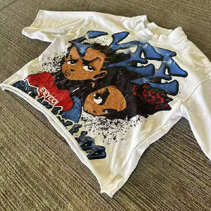 High Quality 100% Cotton Boxy Tee Customizable <b>Cropped</b> <b>Fit</b> <b>T</b>-<b>Shirt</b> for Men 220 Grams Heavyweight Digital Printing Worsted Logo - Product Image 6