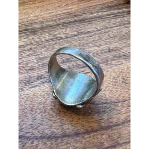 <b>Mens</b> Navajo Turquoise Coral Sterling <b>Silver</b> <b>Ring</b> Size 10.5 Rhodium Plated - Product Image 3