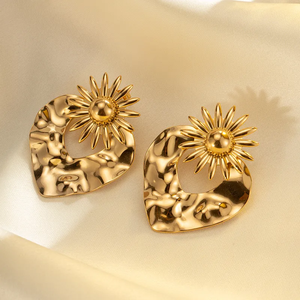 Pendientes colgantes de acero inoxidable 304 chapados en oro de 18 quilates estilo IG, pendientes irregulares de fresa de Color sólido básico, accesorio de moda - Product Image 5