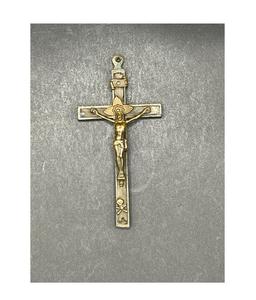 Crucifix religieux chrétien en laiton et bois artisanal, décoration murale pour l'autel de l'église, la maison - Product Image 1