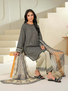 El mejor juego de lujo para todos los días Shalwar Kameez Dupatta Premium transpirable para todas las estaciones estampado de tela de césped Premium diseñado para todas las estaciones - Product Image 5