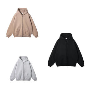 2024 hiver arrivée meilleure vente hommes 100% coton sweat à capuche intégral épais polaire Zip Anti-rétrécissement tricoté strass détail pas cher - Product Image 6