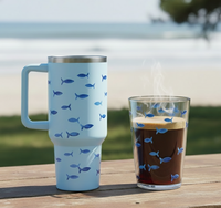 Ensemble de vaisselle Drikware sur le thème de l'océan, gobelet et verre à boire, ensemble cadeau, style côtier, vaisselle pour l'été, la maison, la plage et l'usage quotidien