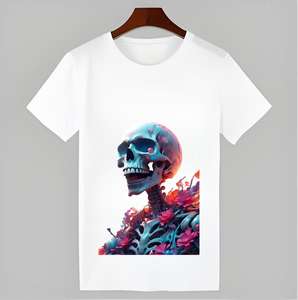 Camiseta Casual Unisex OEM/ODM 100% Algodón de Alta Calidad, Personalizable con Logotipo, Cuello Redondo, Hombros Caídos, Diseño en Blanco, Transpirable para Hombre - Product Image 2