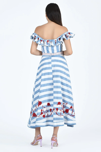 Robes d'été sexy pour femmes, coupe ajustée, imprimé paisley, en lin/coton, manches bouffantes, croisées, longueur genoux - Product Image 3