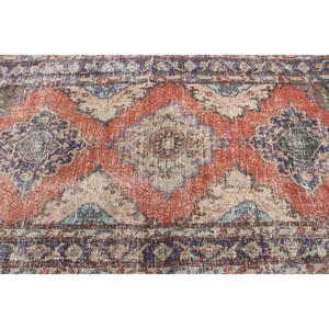 4.7x12.5 ft Turkish Rug, Vintage <b>Runner</b> Rug, <b>Red</b> Blue Abstract Rug - Product Image 5