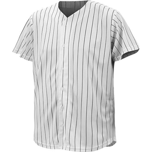 Unisex <b>White</b> Printed Baseball Jersey Short Sleeve V-Neck <b>Button</b> Front Moisture Wicking Regular Fit Customizable Polyester - Product Image 4