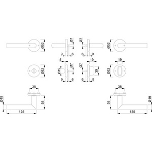 Ensemble de rosettes en acier inoxydable Utrecht E1444Z/17KV/17KVS F69 rond SK/OL DIN Gauche/Droite D/D HOPPE pour accessoires de cheminée - Product Image 3