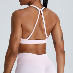 Tow pcs sexy yoga workout set High Quality Elastic <b>Bra</b> Full Support Bandeau Quick Dry <b>Open</b> Back Sports <b>Bra</b> for Women - Product Image 4