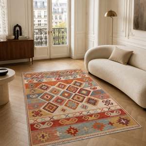 Tapis lavable tribal RWK3052 Fethiye Amber de Rug Weavers, chenille lavable, 10 tailles, vente en gros et dropshipping - Product Image 3