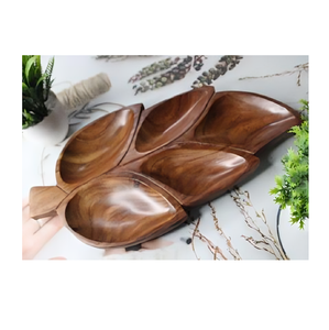 Plateau en bois rustique décoratif pour chevet, petit-déjeuner, café, présentoir de cuisine avec texture en bois naturel - Product Image 1