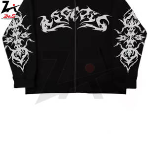 Sudaderas con Capucha y Cremallera Estampadas y Bordadas en 3D Retro para Hombre y Mujer, Estilo Urbano con Capucha, Mangas Largas, Personalizadas con Impresión OEM, de Forro Polar - Product Image 3