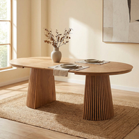 Meubles de restaurant au design moderne, table à manger ovale ronde en MDF rustique, extensible