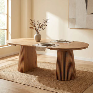 Mesa de Comedor Extensible Redonda u Ovalada de Madera Rústica, Muebles de Restaurante con Diseño Nórdico Minimalista - Product Image 4