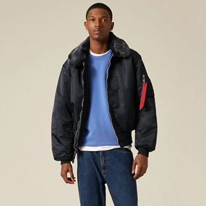 2024 blouson d'aviateur coupe ajustée pour hommes avec logo personnalisé support en tissu de coton de haute qualité nouvelle broderie vêtements d'extérieur d'hiver - Product Image 1