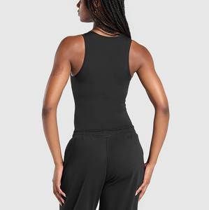 Camiseta sin mangas de Color único para mujer, ropa activa de talla grande de algodón/fibra de bambú, camiseta sin mangas cómoda y de secado rápido para mujer con botones - Product Image 2