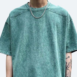 T-shirt unisexe surdimensionné streetwear personnalisé délavé à l'acide 100% coton 180 GSM vierge uni en gros T-shirt vintage surdimensionné pour homme - Product Image 5