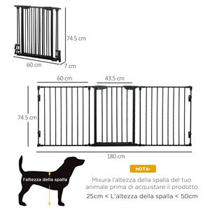 PawHut-Puerta plegable de 3 paneles para perros pequeños y medianos, 180x3x74,5 cm, color negro - Product Image 3