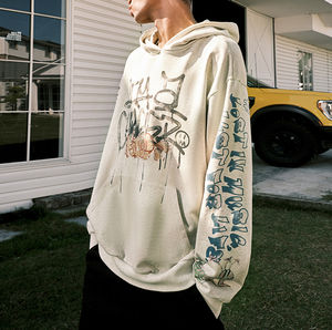 Sweat à capuche unisexe long noir épais d'hiver avec broderie 3D en caoutchouc de libellule sur le devant, 100% coton - Product Image 4