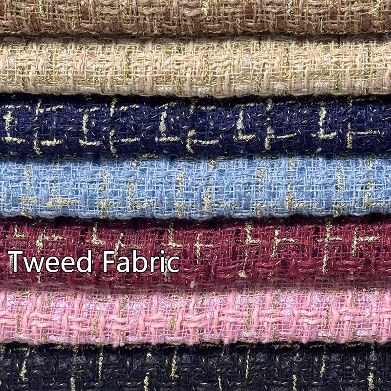 High Quality Wholesale Tartan Plaid Fabric Woven Polyester Fabric Clothing Fabric Free Sample Tweed Fabric