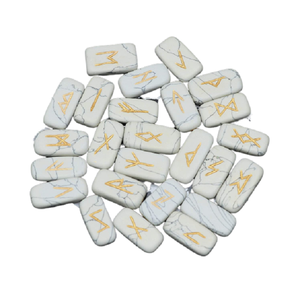 ชุดรูนหินธรรมชาติฮาวไลท์สีขาวชุดหินรูนแร่บำบัดหินคริสตัลอัญมณีขายส่ง - Product Image 4