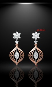 Lujo Moissanite diamante 14K chapado en oro cúbico de acero inoxidable conjuntos de joyería nupcial compromiso fiesta boda collar pendiente - Product Image 2