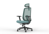 Chaise de bureau ergonomique pivotante pour manager, dossier haut, maille verte, hauteur réglable, cadre noir
