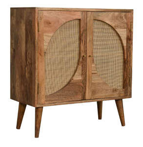 Armoire de vaisselle en bois massif de cuisine, casiers tissés en rotin de salon avec étagères réglables, produit de meuble le plus vendu - Product Image 3