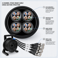 Câble Réseau Portable Cat5e FTP 4 Voies avec Bobine, Blindé en Cuivre, 4 Canaux RJ45 pour Audio/Vidéo, Performance 100m