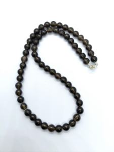 Dainty Smoky Quartz <b>Beaded</b> <b>Necklace</b> 8mm Smooth Round Beads <b>Necklace</b> Smoky Quartz Gemstone Jewelry Women's Crystal Gift for her - Product Image 1